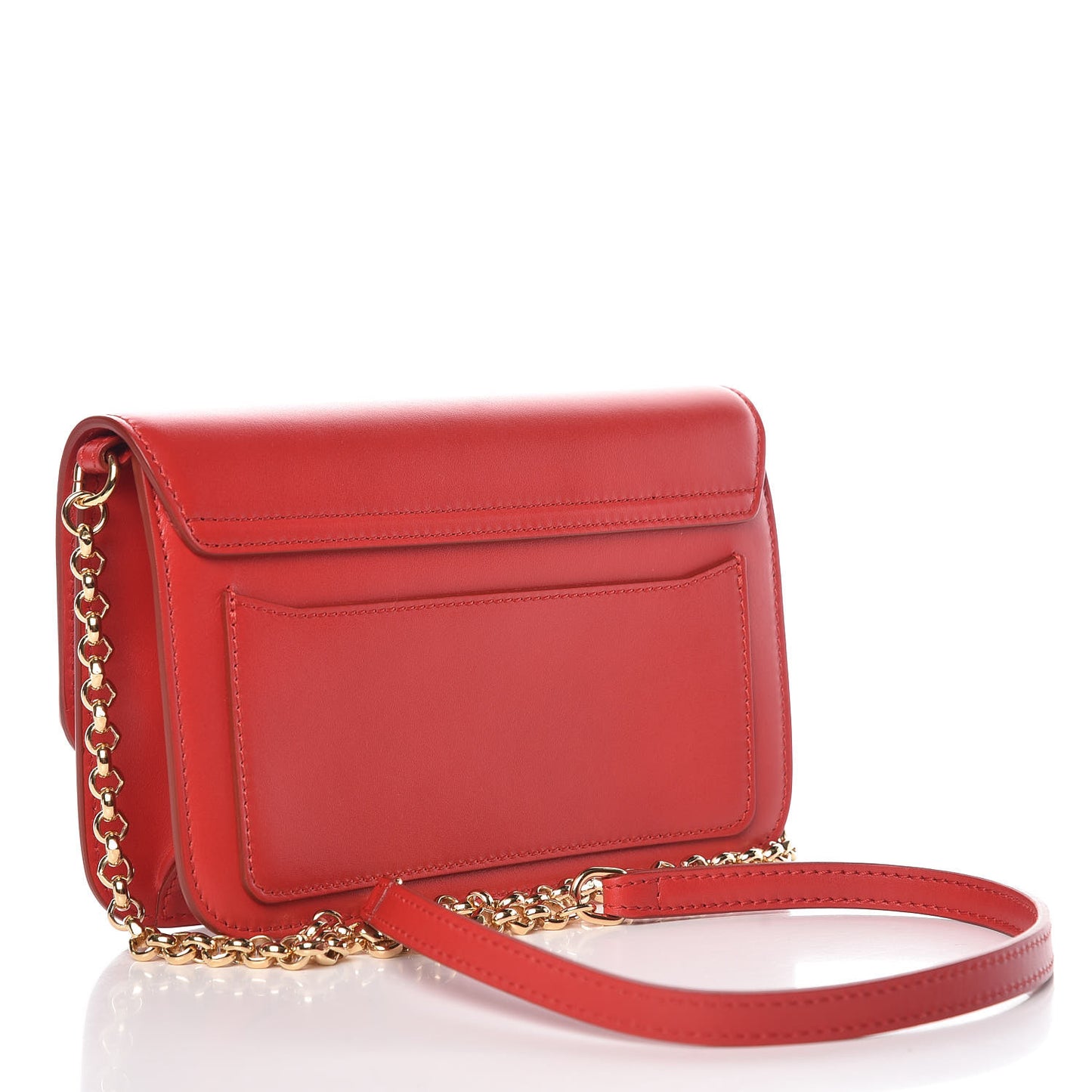 Calfskin Suede C Clutch With Chain Plaid Red