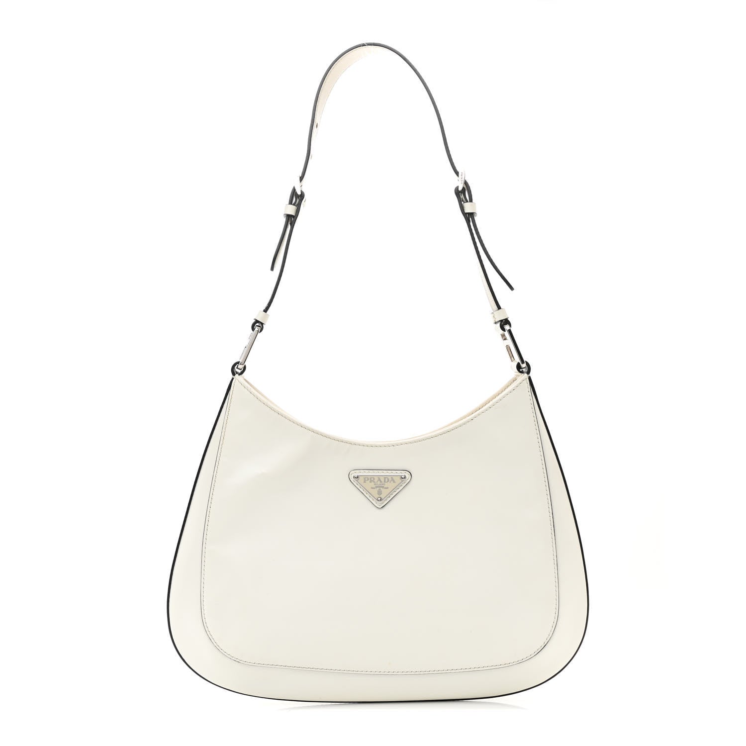 Prada Spazzolato Cleo Adjustable Strap Shoulder Bag White 1 of 12