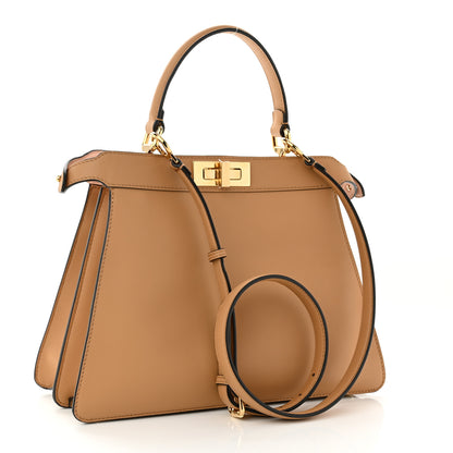 Fendi Vitello Seta Shiny Nappa Medium Peekaboo I SEE U Satchel Miele Scuro Light Rose 2 of 9