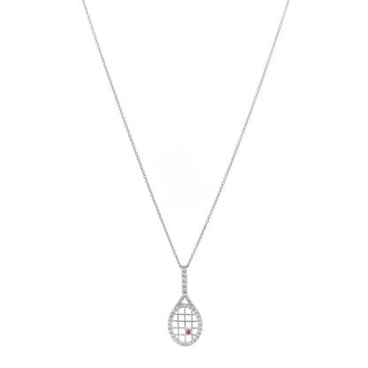 Roberto Coin 18K White Gold Diamond Tiny Treasures Tennis Racket Pendant Necklace 1 of 4