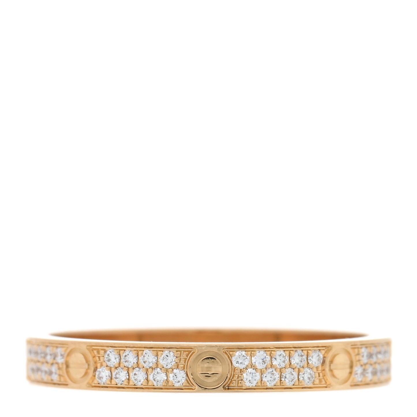 18K Yellow Gold Diamond 2.6mm LOVE Paved Band Ring 53 6.5