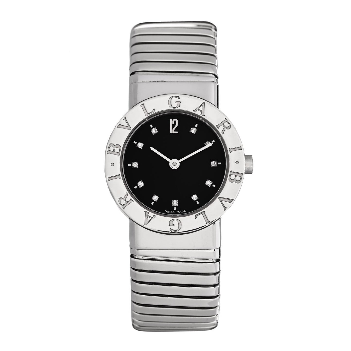 Stainless Steel Diamond 26mm Tubogas Quartz Watch Black