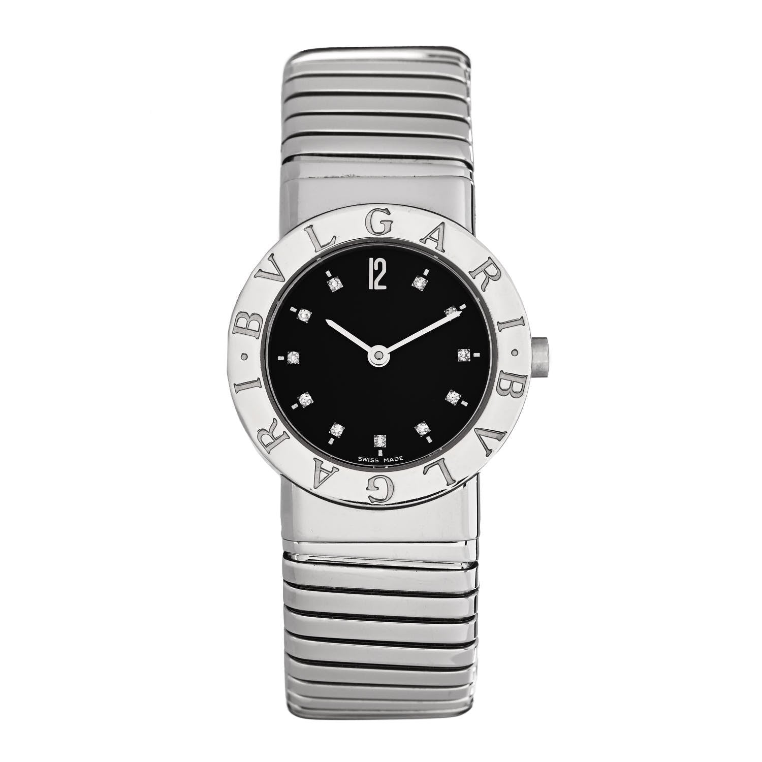 Bulgari Stainless Steel Diamond 26mm Tubogas Quartz Watch Black 1 of 4