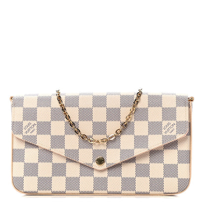 Louis Vuitton Damier Azur Pochette Felicie Chain Wallet Rose Ballerine 2 of 10