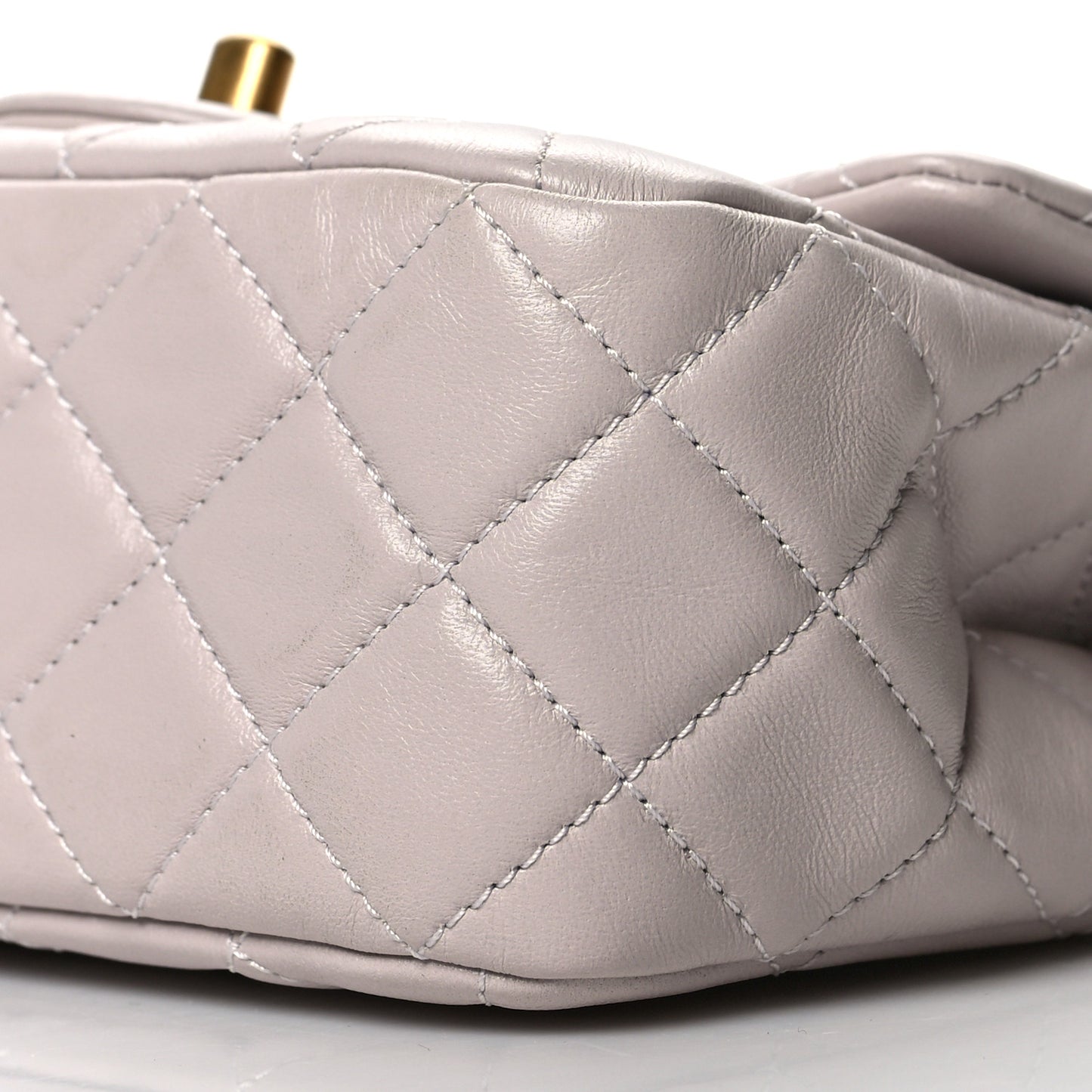Lambskin Quilted Mini Pearl Crush Flap Light Purple