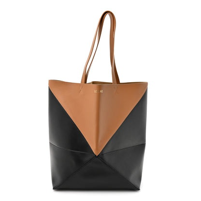 Loewe Shiny Calfskin Large  Puzzle Fold Tote Warm Desert Black 1 of 12