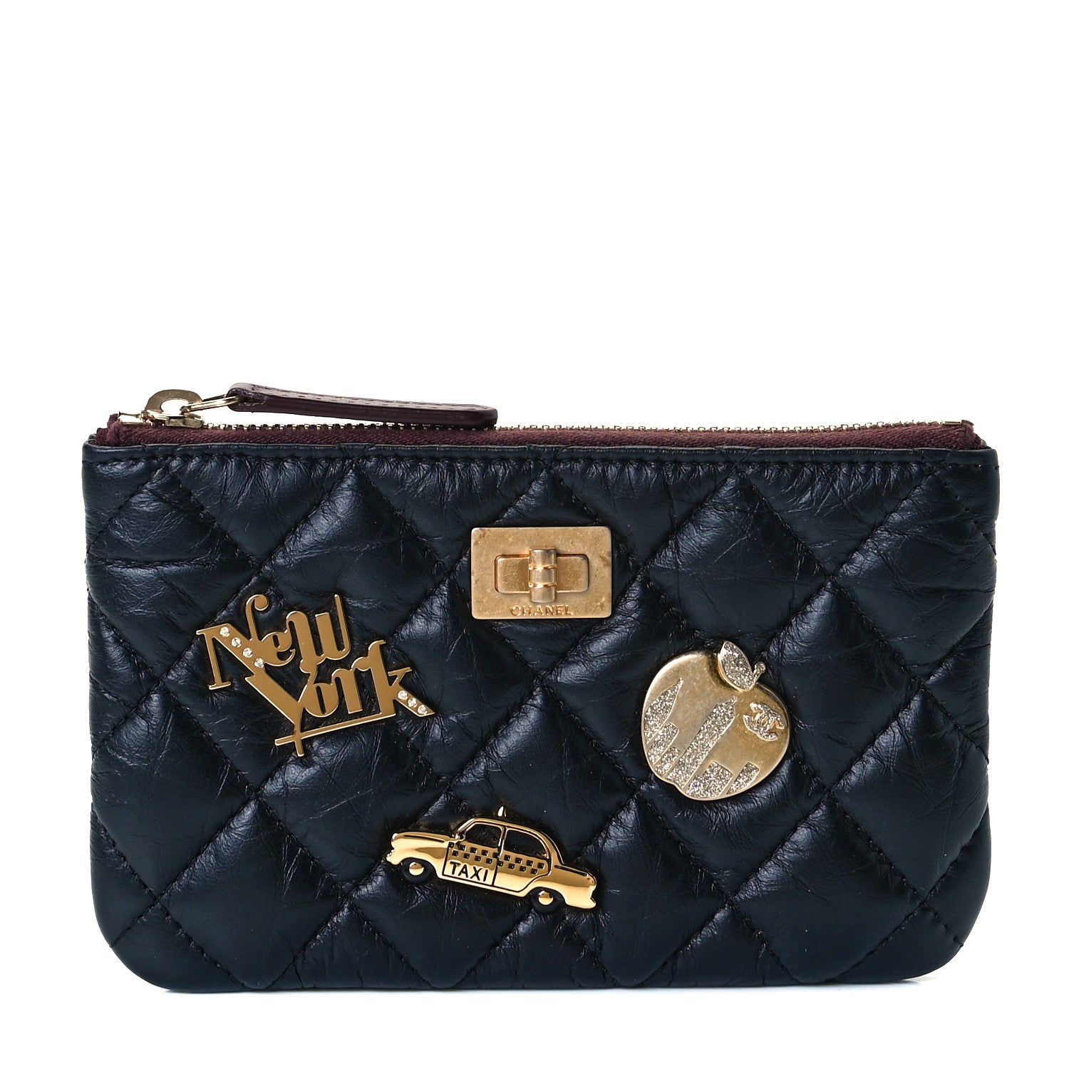 Chanel Aged Calfskin Quilted Small Lucky Charms Cosmetic Case Black 1 of 9