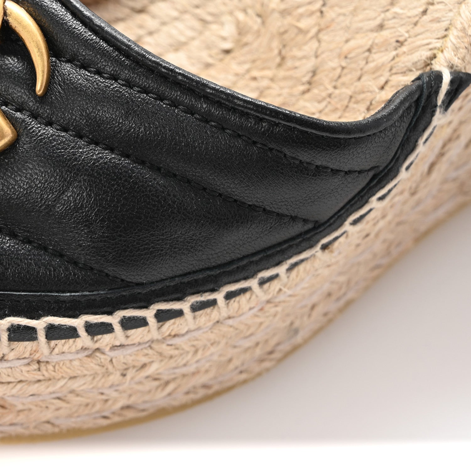 Gucci Nappa Matelasse GG Marmont Ankle Wrap Platform 35/120mm Espadrille Wedges 39 Black 10 of 11