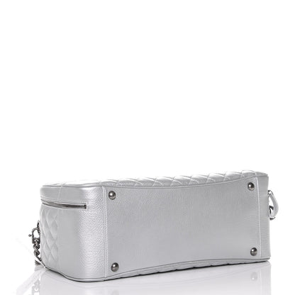 Chanel Metallic Calfskin Quilted Large Airlines Round Trip Bowling Bag Silver 4 of 7