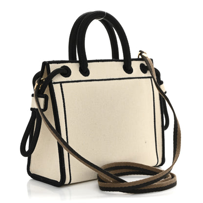 Fendi Fabric Jacquard Mini Roma Shopper Tote Natural Black 3 of 14