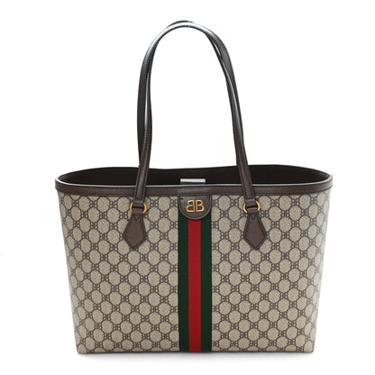 Gucci X BALENCIAGA BB Supreme Monogram Web Medium Ophidia Shopping Tote Beige New Acero 1 of 9