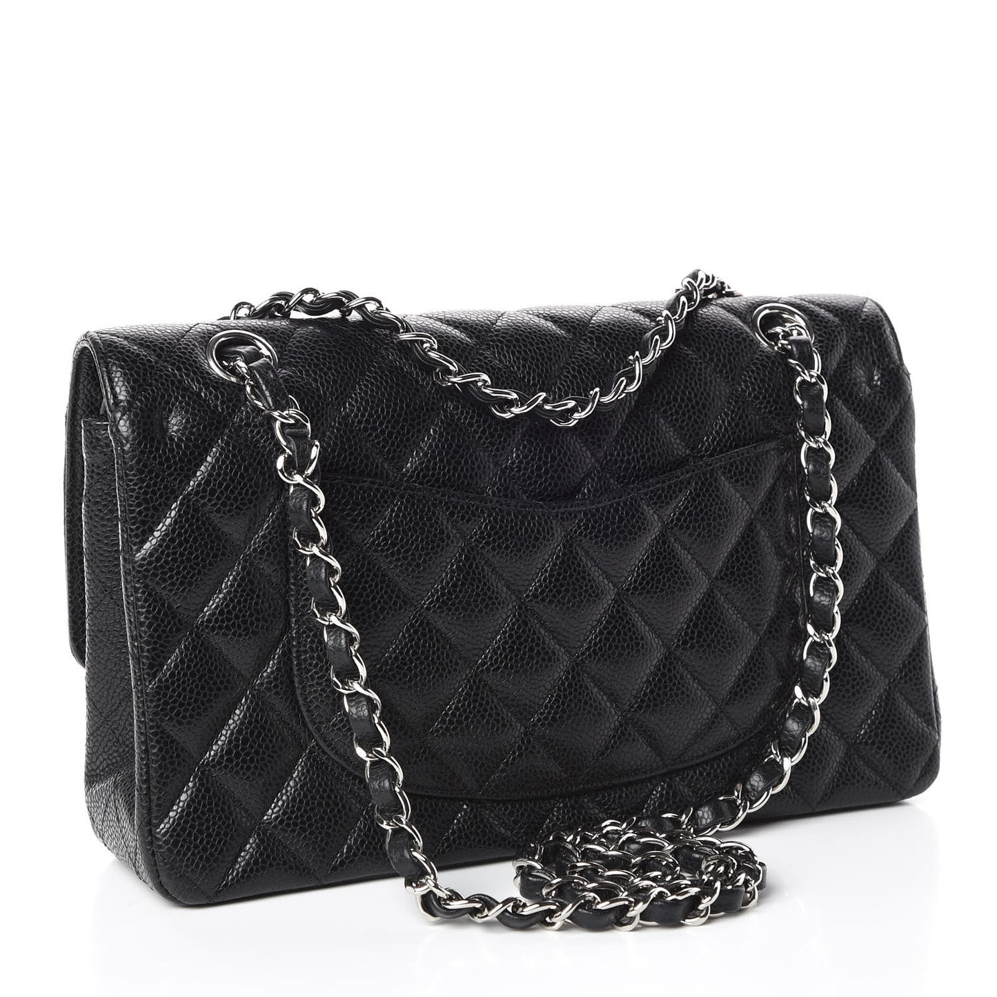 Caviar Quilted Medium Double Flap Black