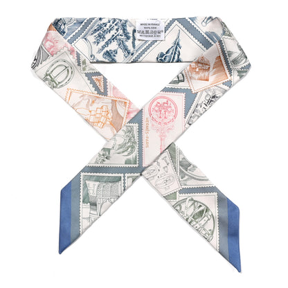 Hermes Silk Le Philateliste Du Faubourg Twilly Bleu Moyen White 1 of 4