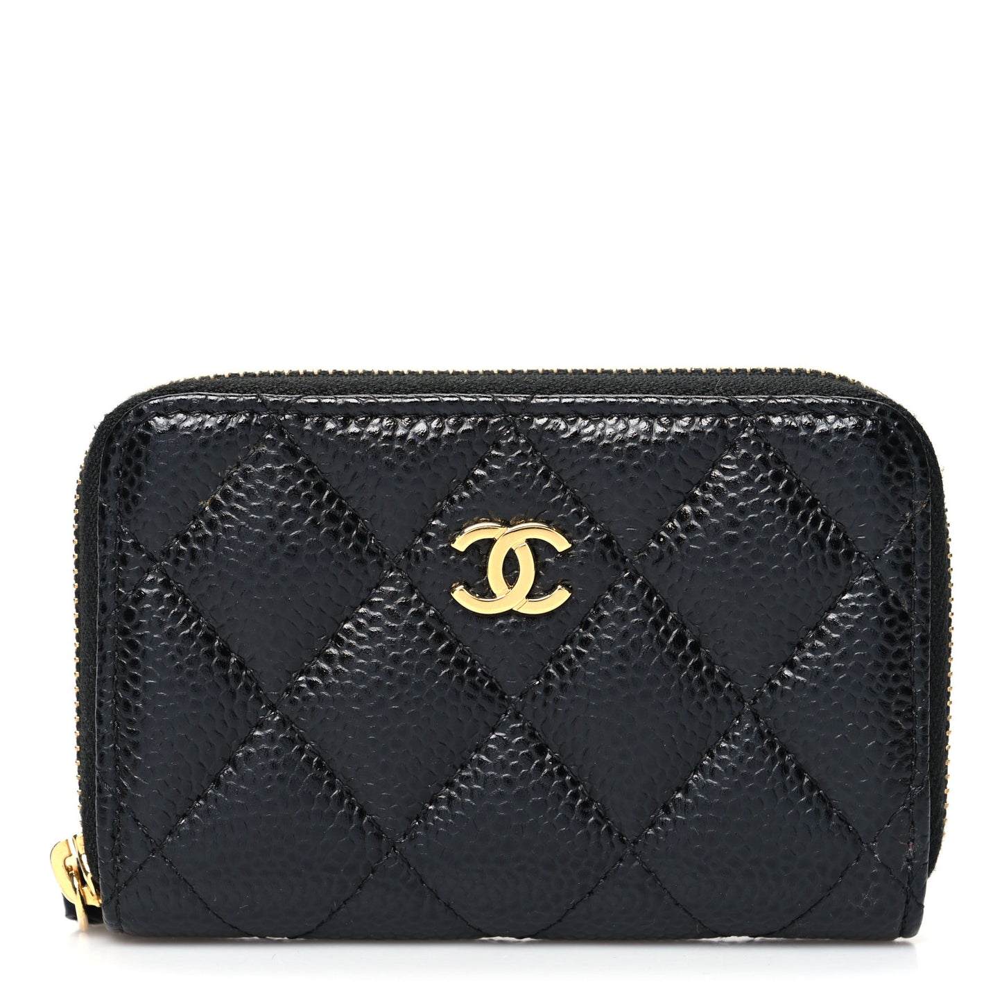 Caviar Quilted Zip Coin Purse Black