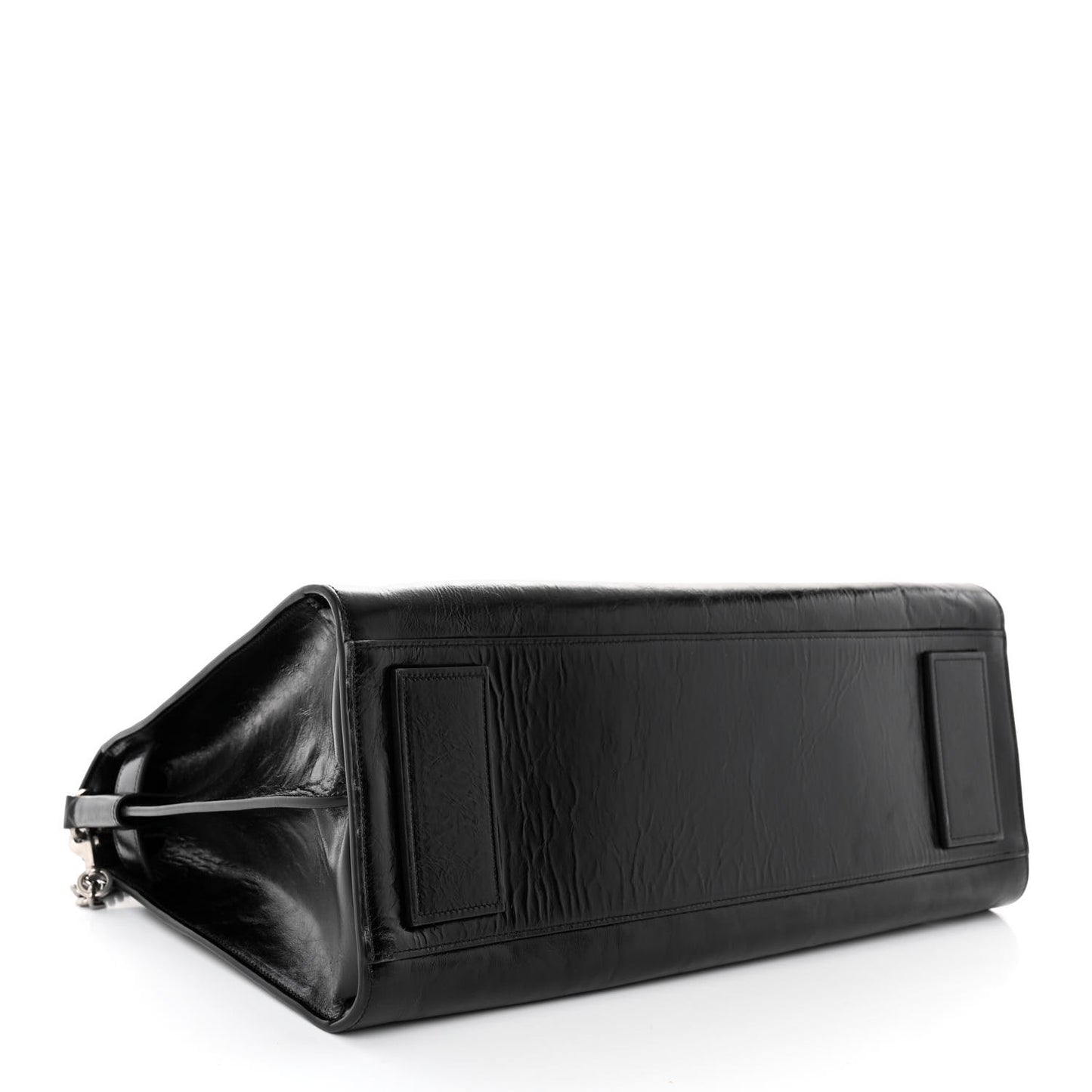 Cracked Shiny Calfskin Souple 36H Sac De Jour Duffle Black