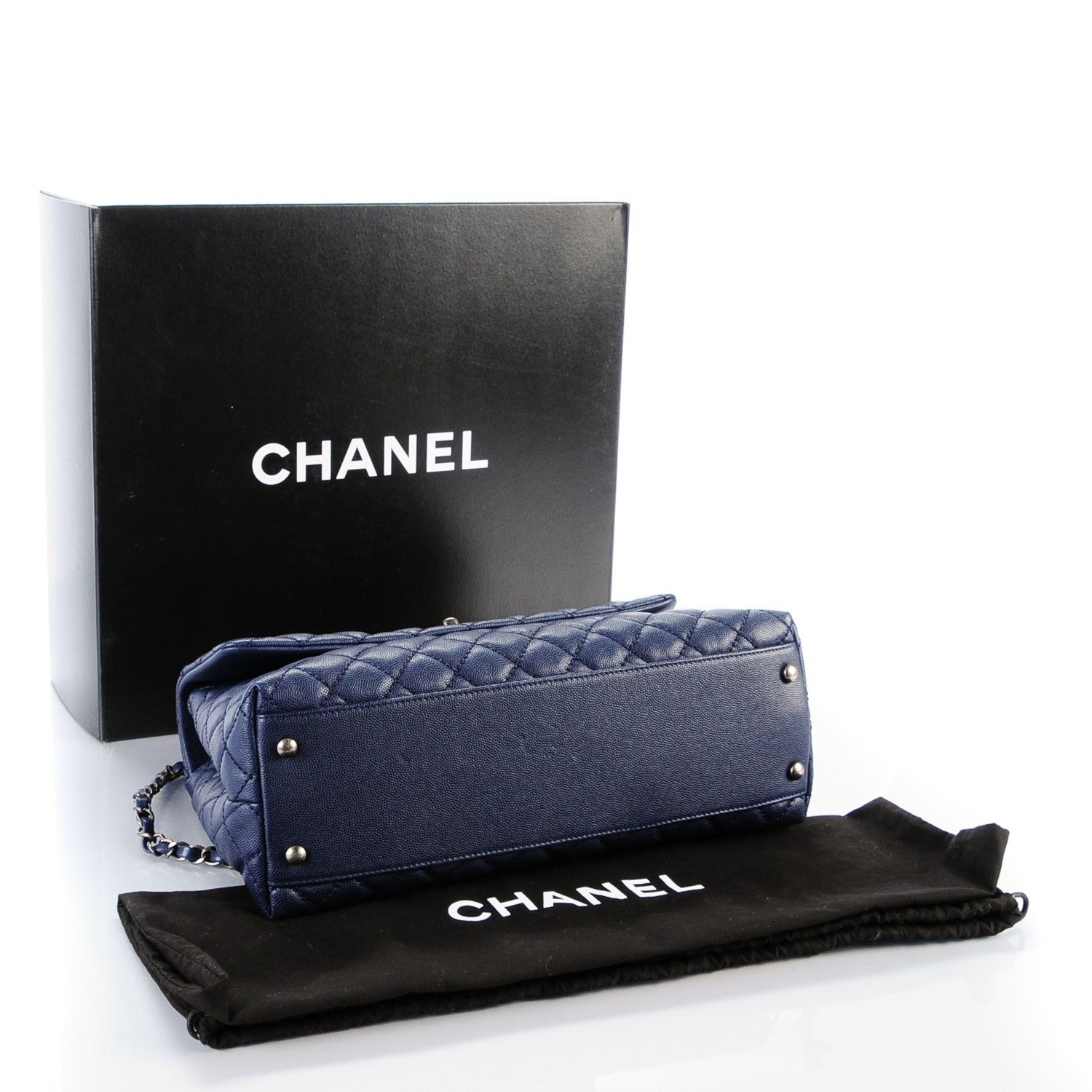 Chanel Caviar Quilted Medium Coco Handle Flap Navy 4 of 8
