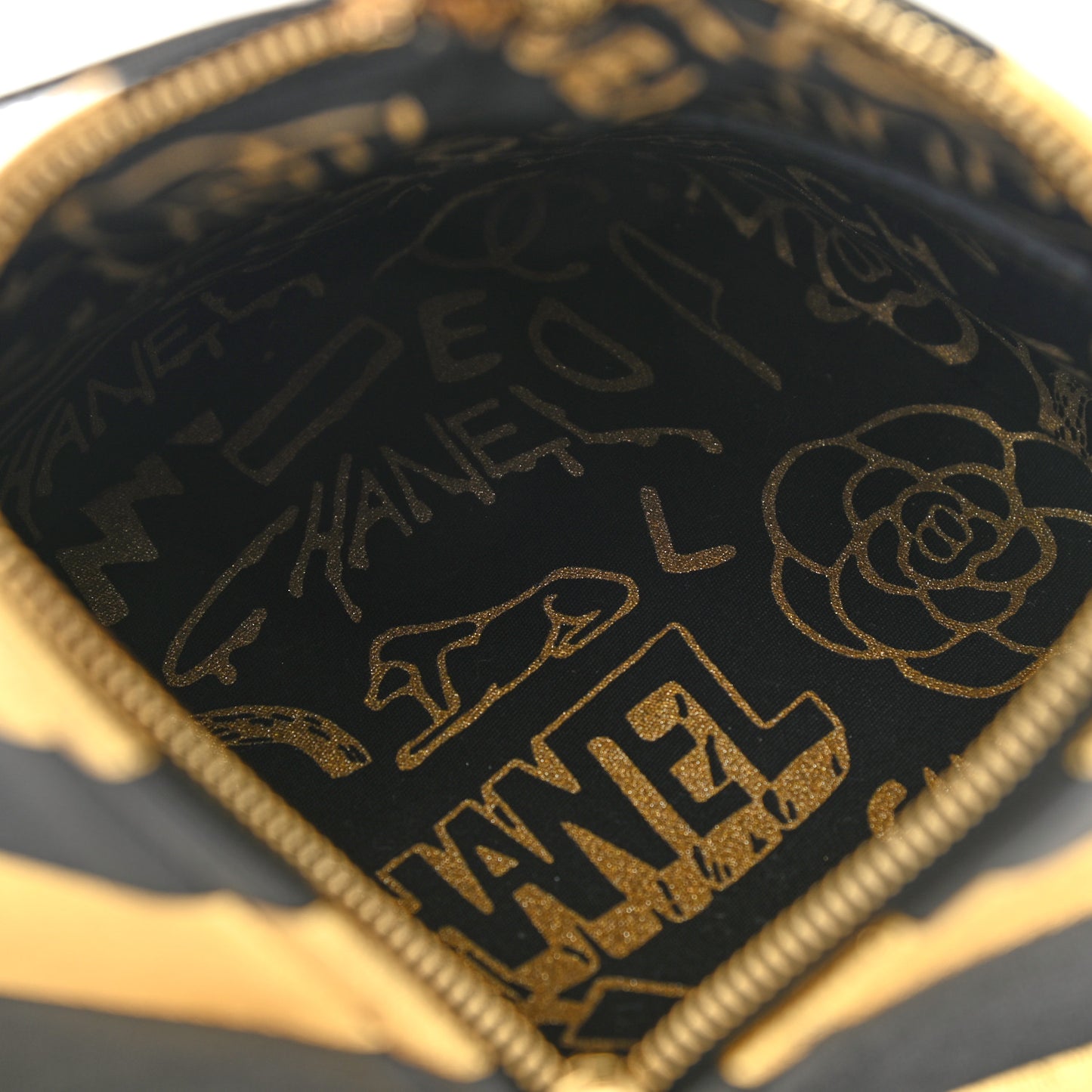 Metallic Lambskin CC Kheops Pyramid Bag Gold Black