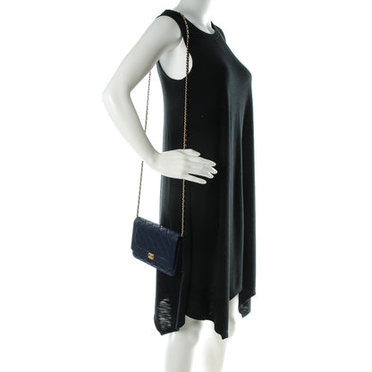 Chanel Lambskin Quilted Boy Wallet On Chain WOC Navy Blue 2 of 8
