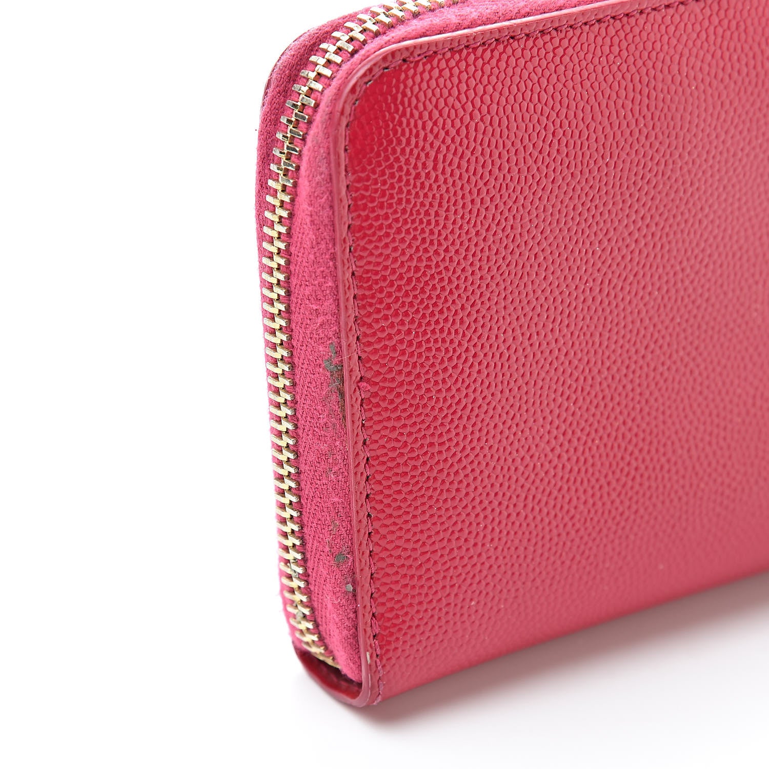 Saint Laurent Patent Grain De Poudre Classic Letters Zip Around Wallet Bubblegum 11 of 14