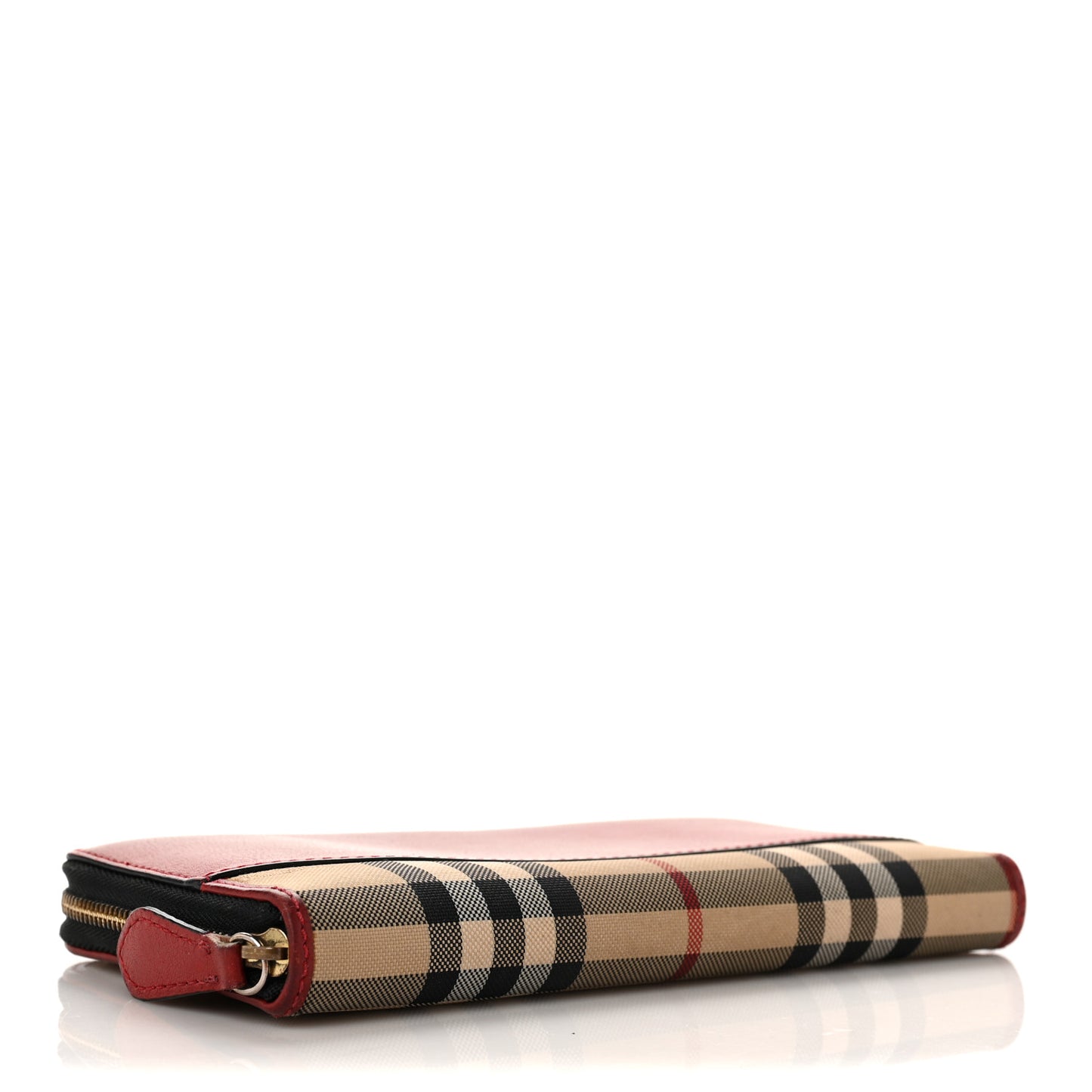 Haymarket Check Leather Zip Around Wallet Red