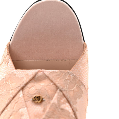 Gucci Satin Lace Rose Flower Shawana High Heel Slide Sandals 36.5 Spring Rose Pale Rose 10 of 12