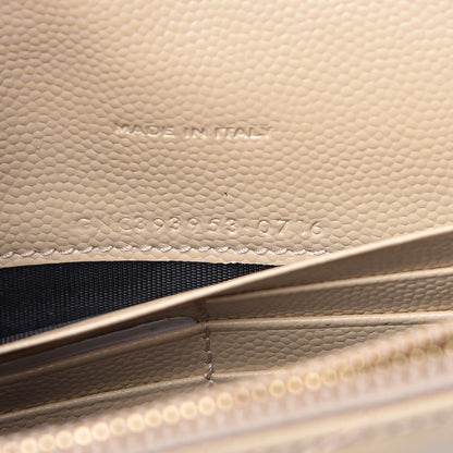 Saint Laurent Grain De Poudre Matelasse Chevron Monogram Envelope Chain Wallet Nude Powder 8 of 9