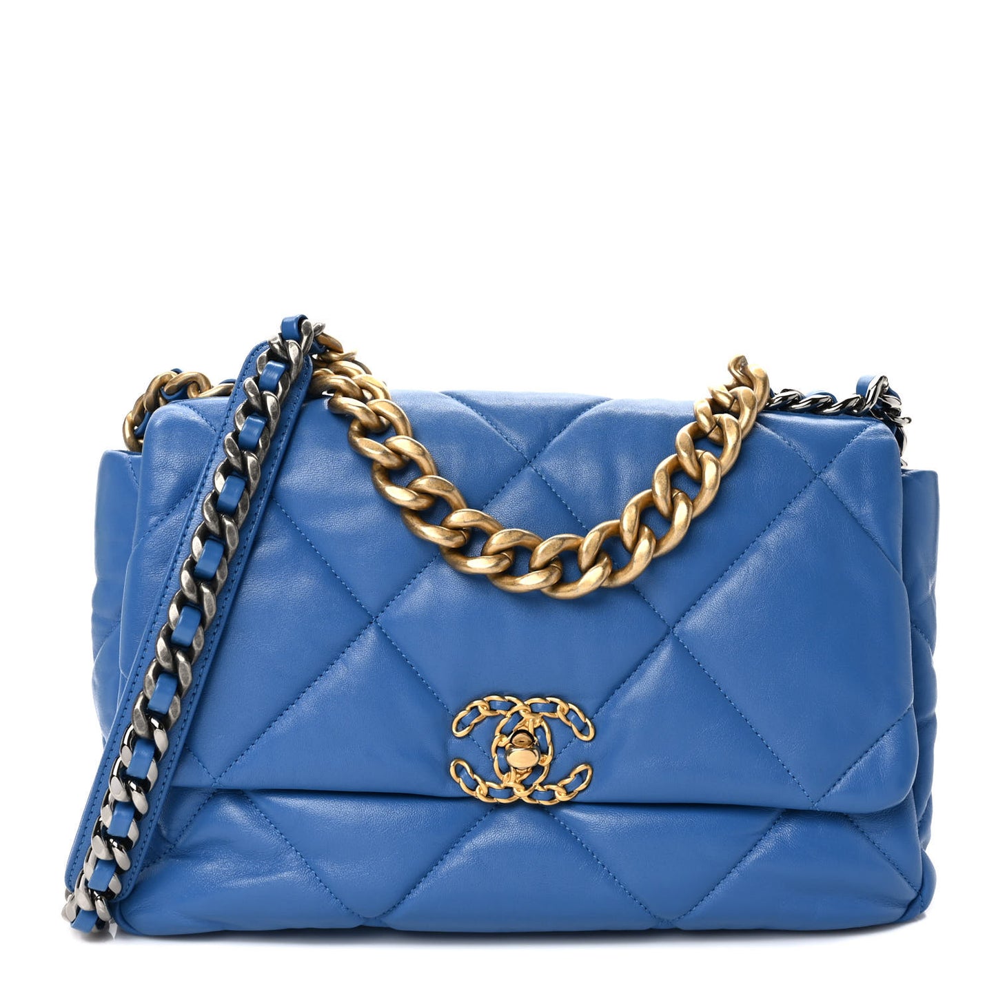 Lambskin Quilted Large Chanel 19 Flap Blue