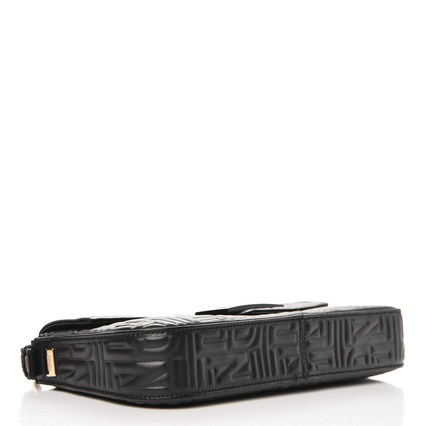 Nappa Logo Embossed Baguette Black