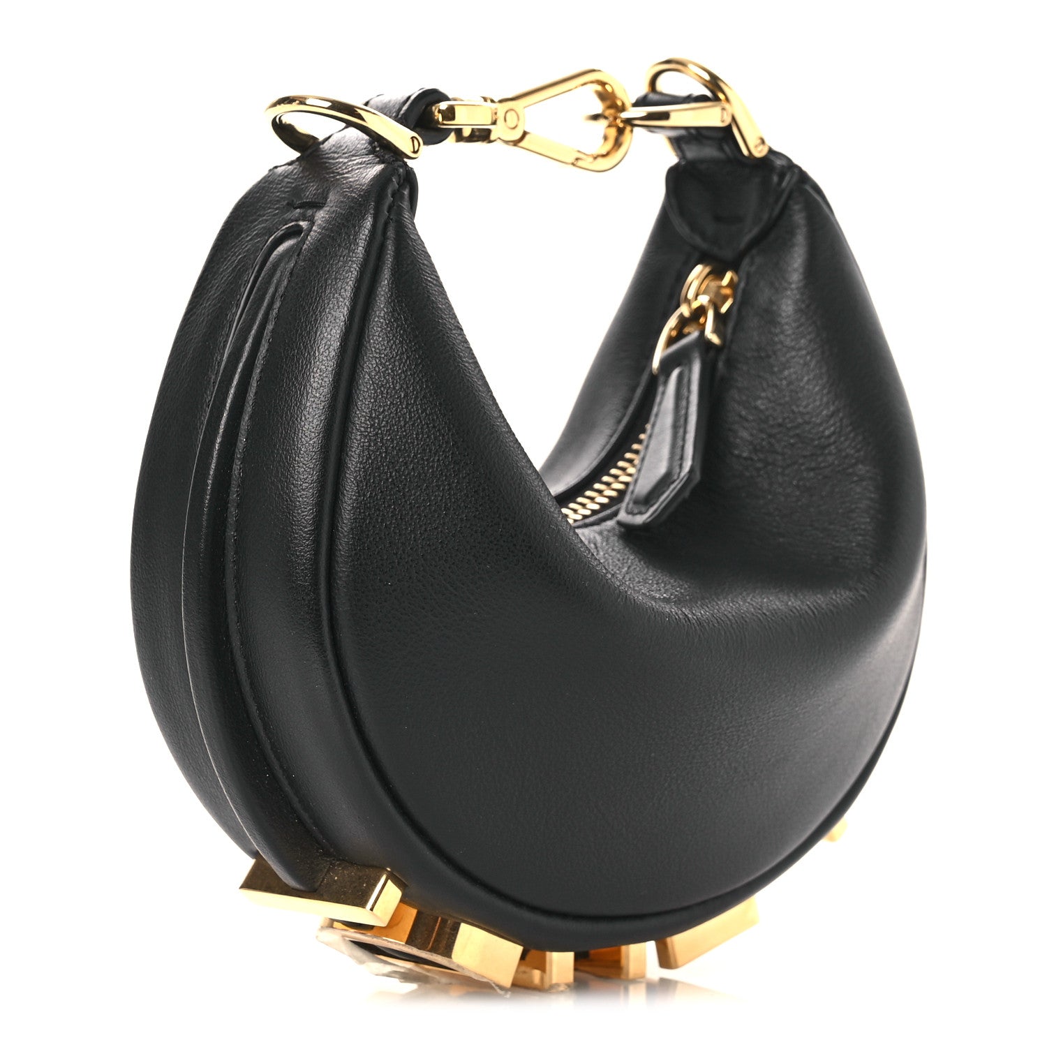 Fendi Vitello Grace Matte Nano Fendigraphy Hobo Charm Black 3 of 11