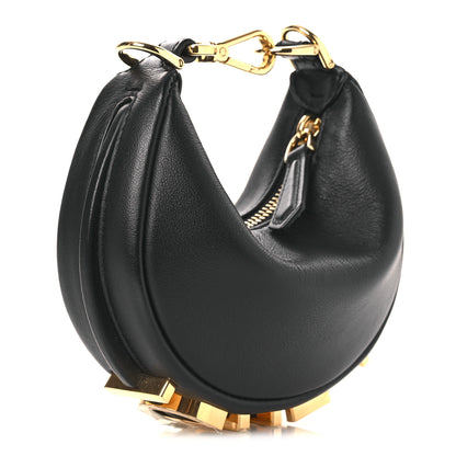 Fendi Vitello Grace Matte Nano Fendigraphy Hobo Charm Black 3 of 11
