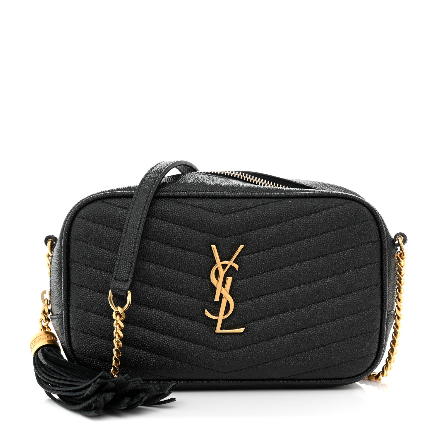 Saint Laurent Grain De Poudre Matelasse Monogram Mini Lou Camera Bag Black 1 of 7