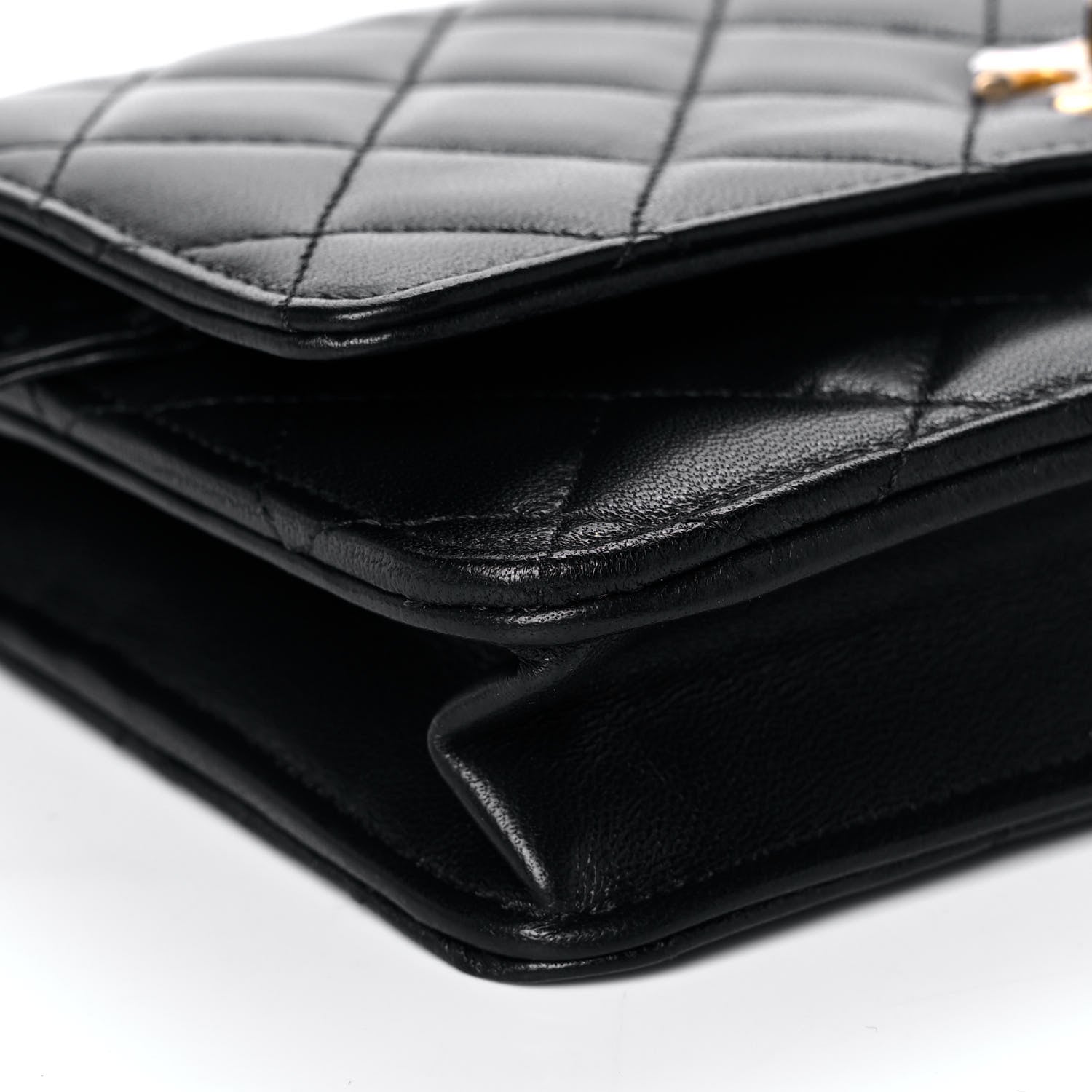 Chanel Lambskin Quilted CC Pearl Crush Wallet on Chain WOC Black 9 of 14