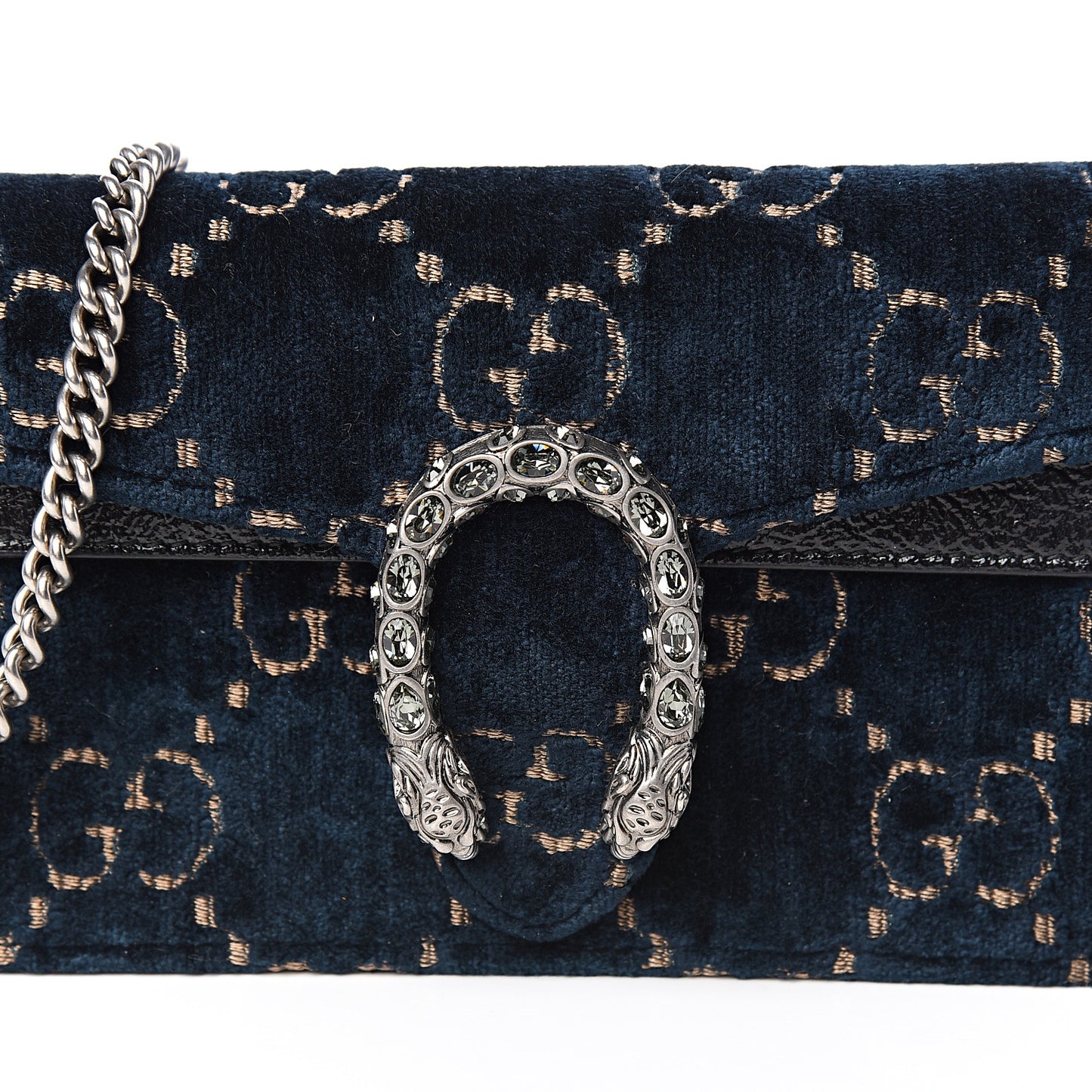 Velvet GG Monogram Super Mini Dionysus Shoulder Bag Blue Beige Black
