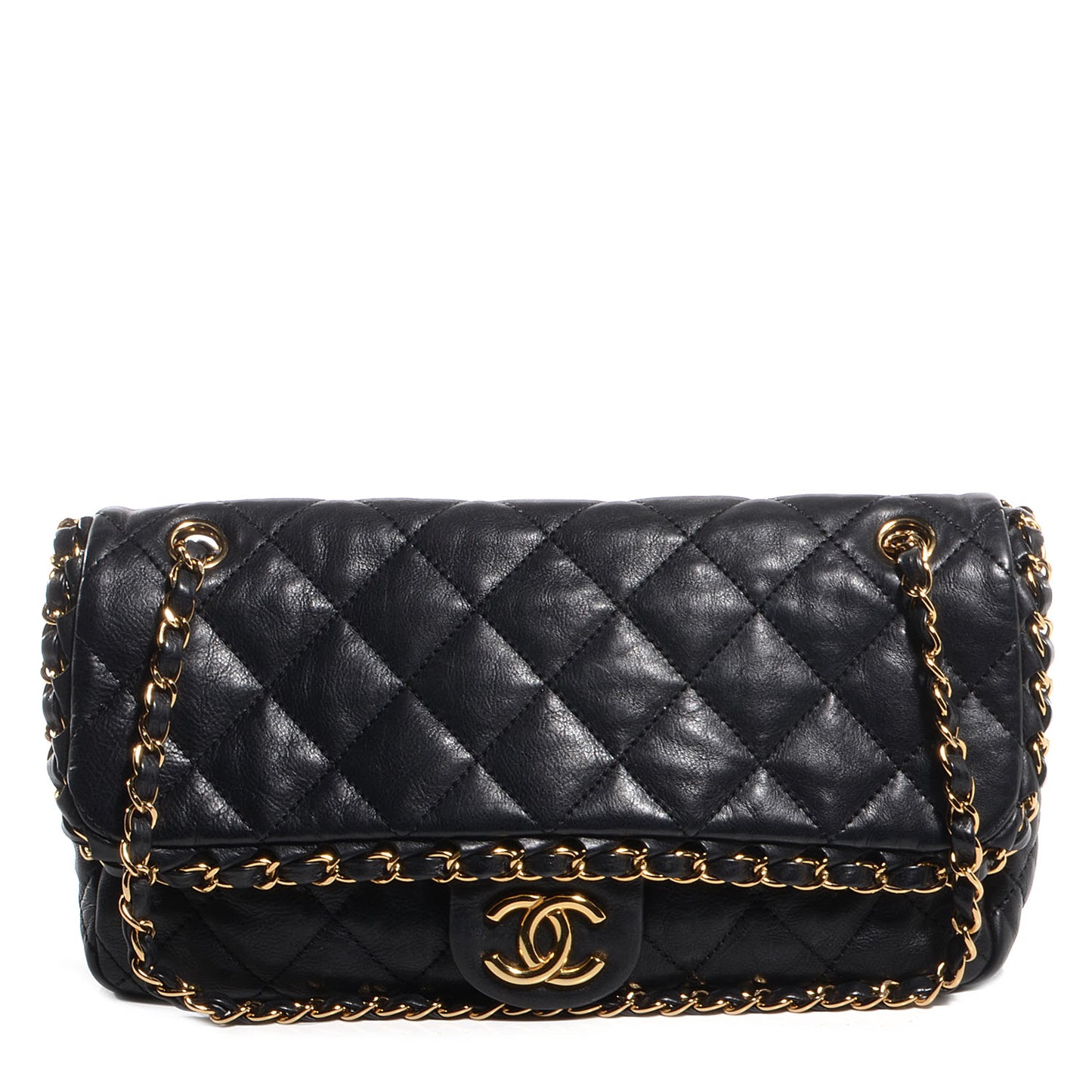Calfskin Chain Me Medium Flap Black