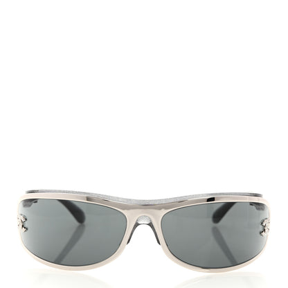 Chanel Shield Crystal CC Sunglasses S4614 Silver 2 of 8