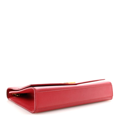Saint Laurent Grain De Poudre Medium Monogram Kate Satchel Red 4 of 9