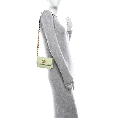 Chanel Lambskin Quilted 19 Clutch With Chain Light Green 2 of 13