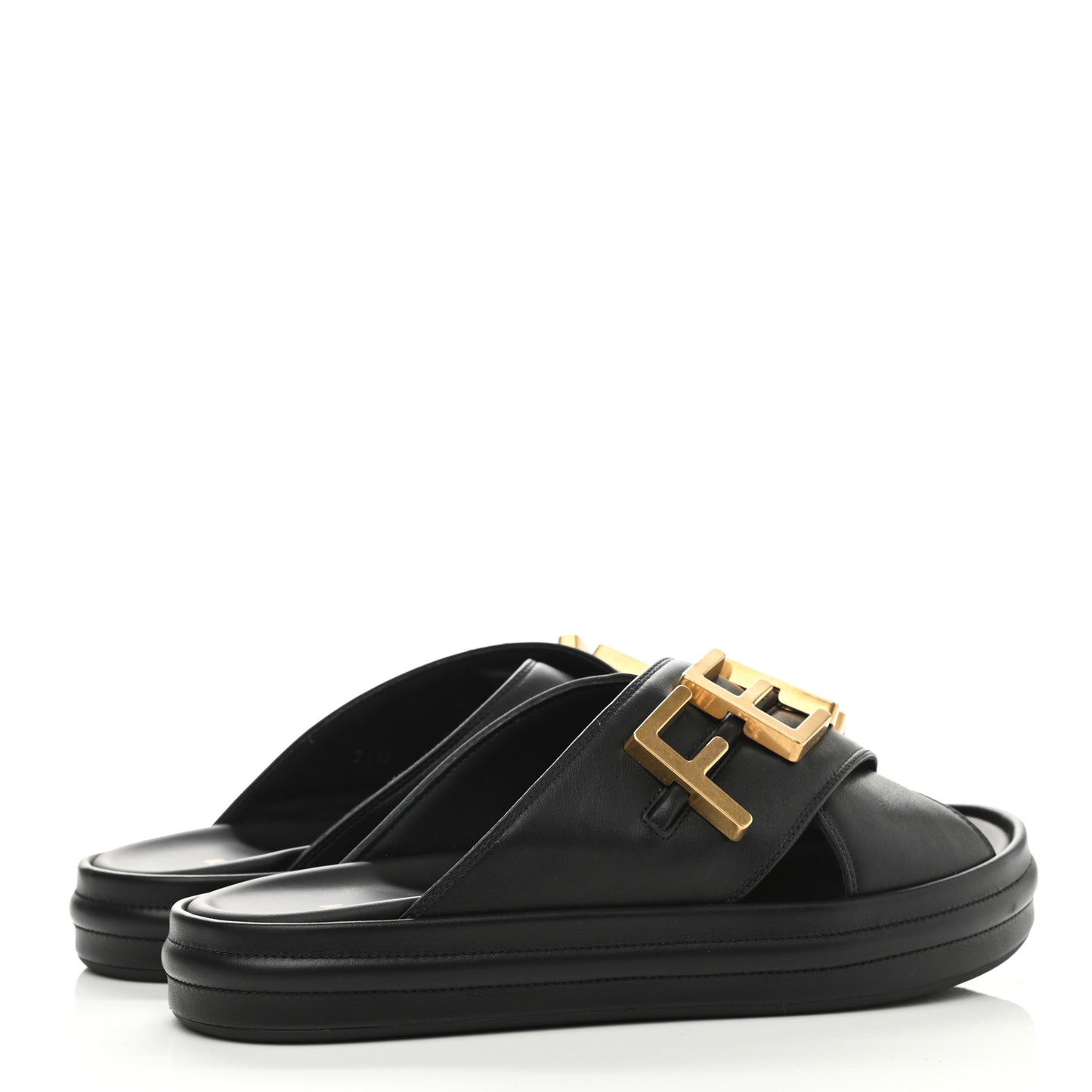 Vitello Womens Fendigraphy Slide Sandals 36.5 Black