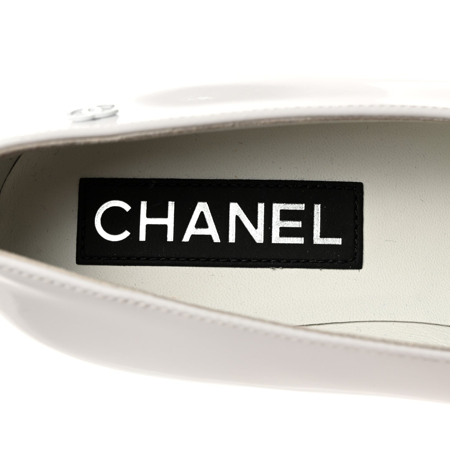 Patent Calfskin Pumps 36.5 White Black