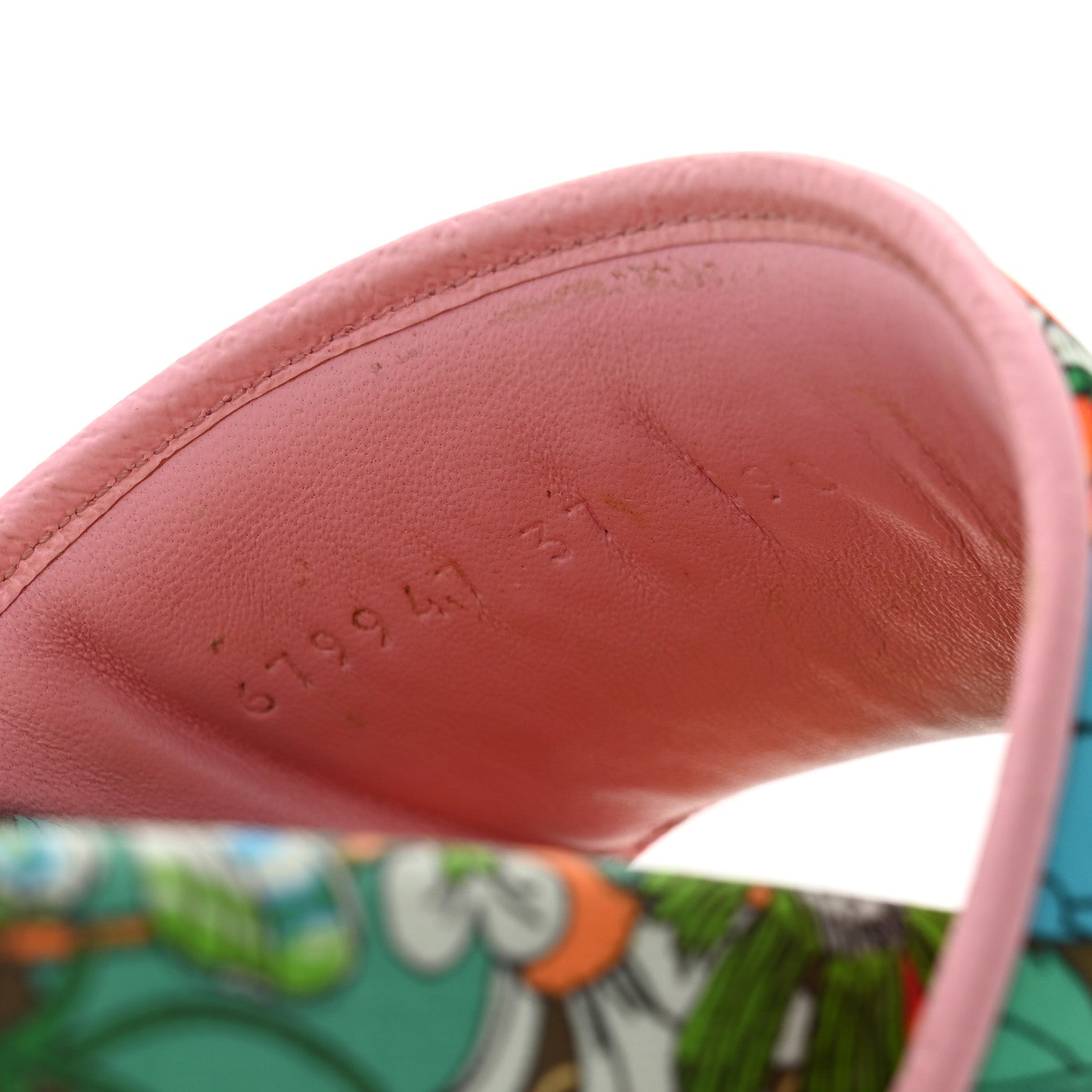 Gucci X THE NORTH FACE Nylon Floral Womens Slide Sandals 37 Military Green Orange Soft Pink 9 of 10
