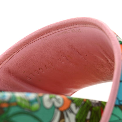 Gucci X THE NORTH FACE Nylon Floral Womens Slide Sandals 37 Military Green Orange Soft Pink 9 of 10