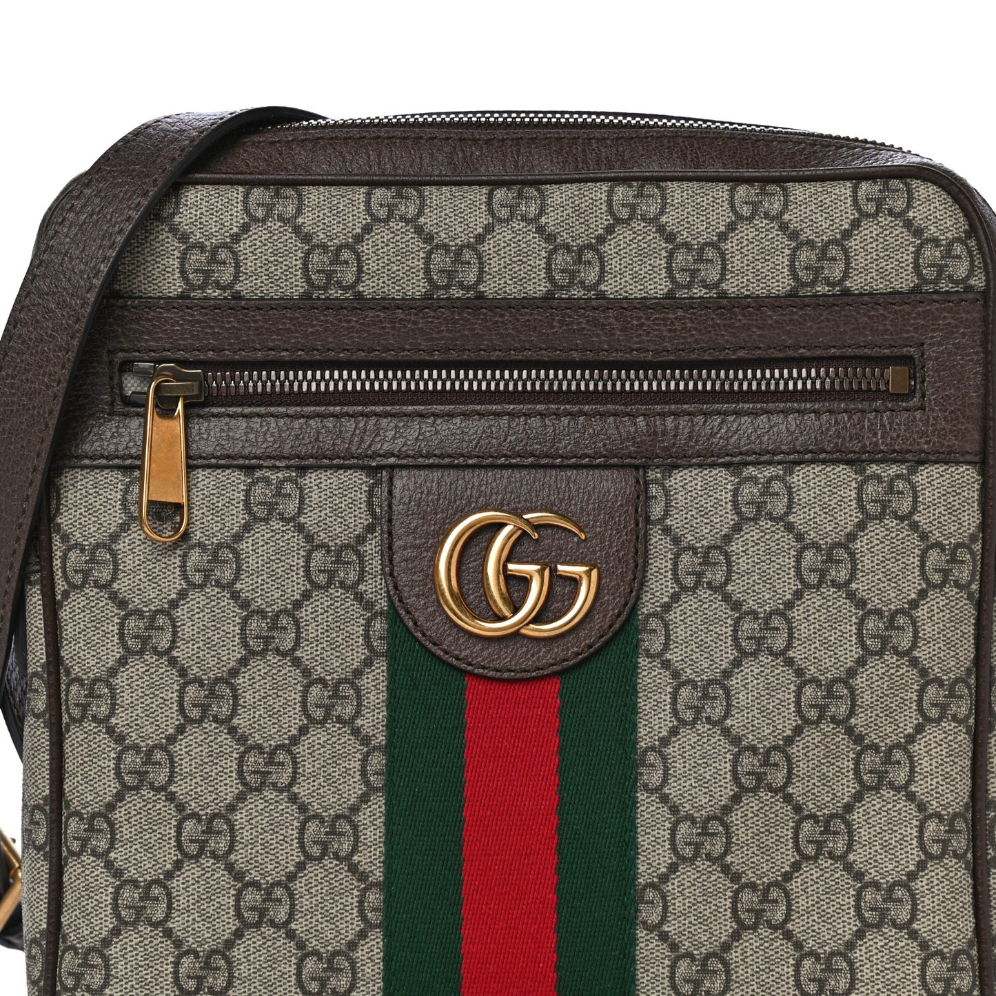GG Supreme Monogram Web Small Ophidia Messenger Bag Brown
