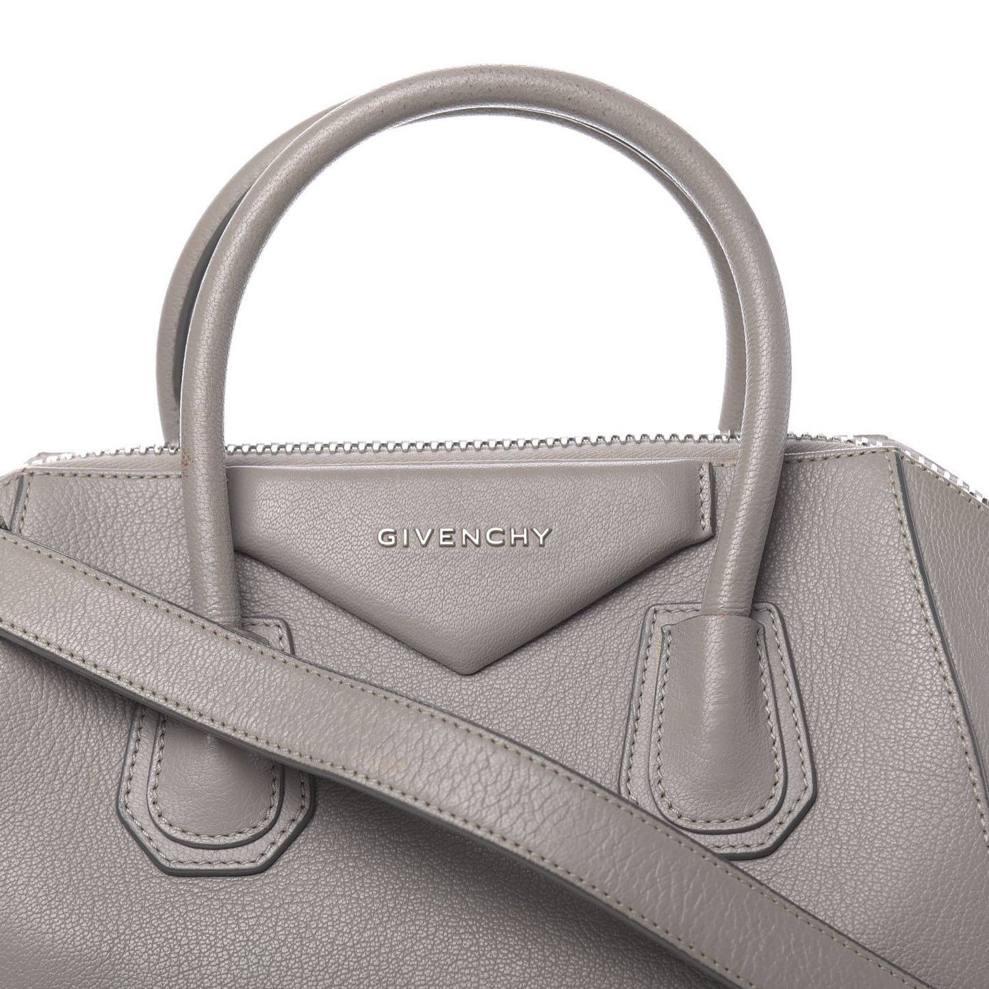 Sugar Goatskin Small Antigona Pearl Grey