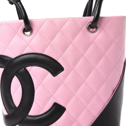 Chanel Calfskin Quilted Small Cambon Tote Pink Black 10 of 11