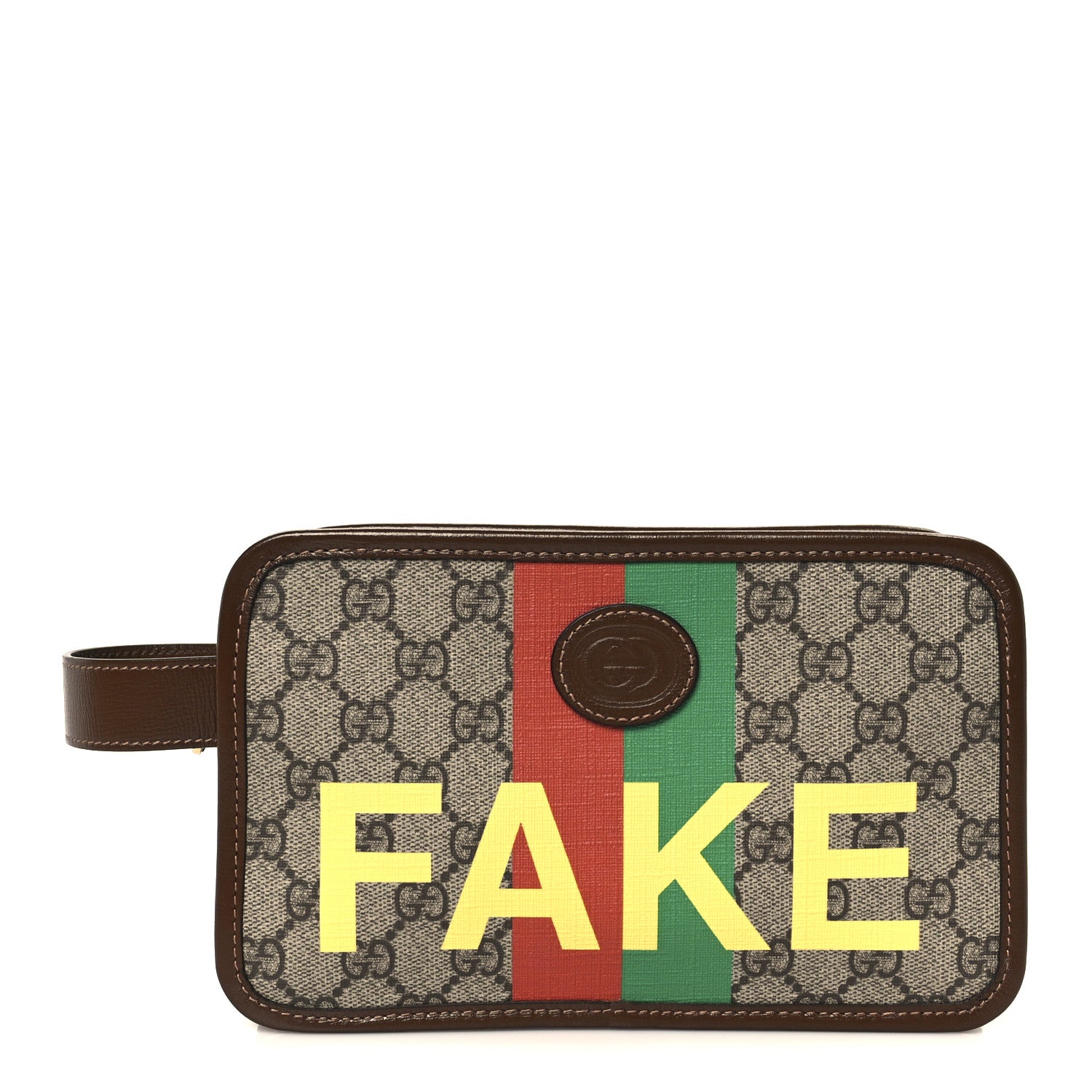 Gucci GG Supreme Monogram Azalea Calfskin Fake/Not Retro Interlocking G Cosmetic Case Beige Ebony Brown Sugar 1 of 8