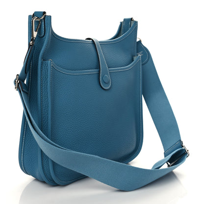 Hermes Taurillon Clemence Evelyne III PM Blue Jean 3 of 10