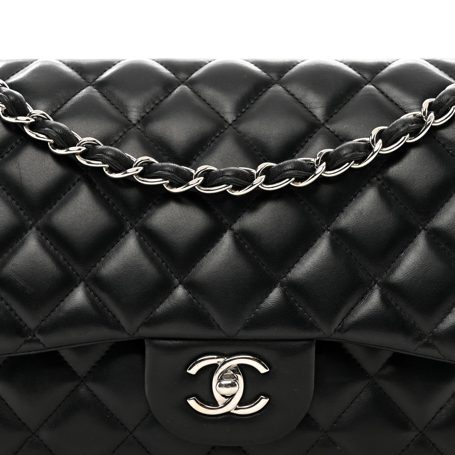 Chanel Lambskin Quilted Jumbo Double Flap Black 5 of 13