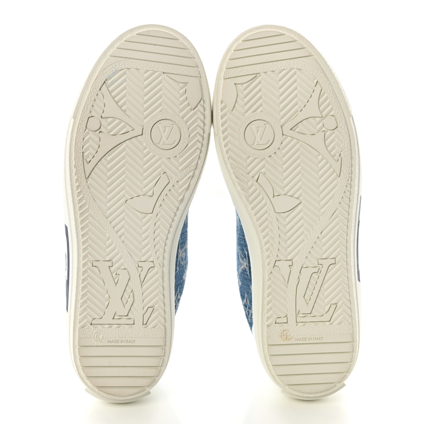 Calfskin Monogram Denim Womens Charlie Sneakers 40 White Blue