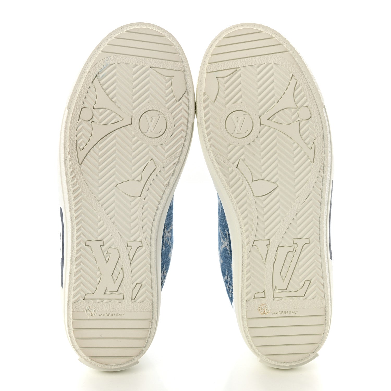 Louis Vuitton Calfskin Monogram Denim Womens Charlie Sneakers 40 White Blue 6 of 10