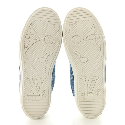 Louis Vuitton Calfskin Monogram Denim Womens Charlie Sneakers 40 White Blue 6 of 10